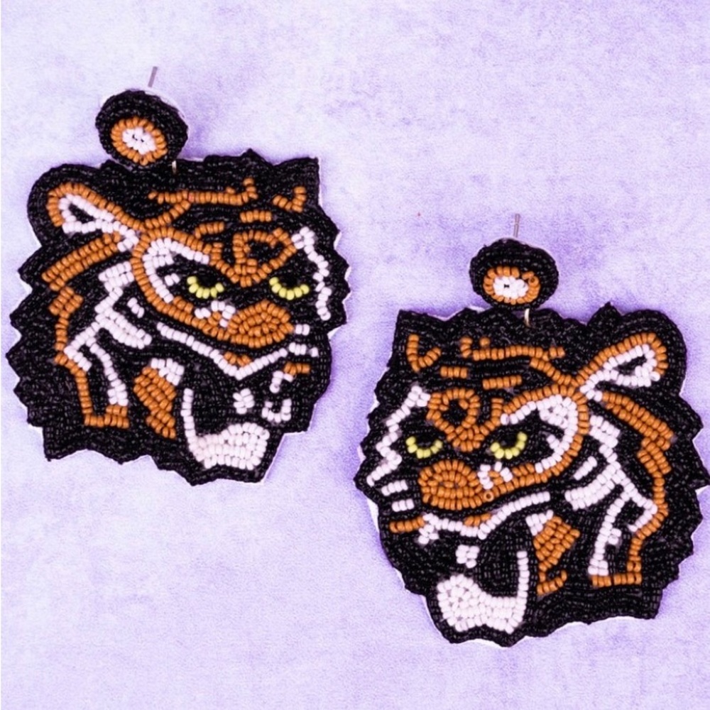 Tiger Seed-bead earrings